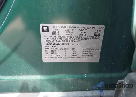 2018 Chevrolet Equinox Ls z USA, uszkodzony, nr VIN 2GNAXREV0J6146939